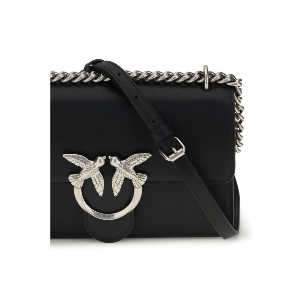 PINKO Black Calf Leather Bos Taurus Shoulder Bag - Image 4
