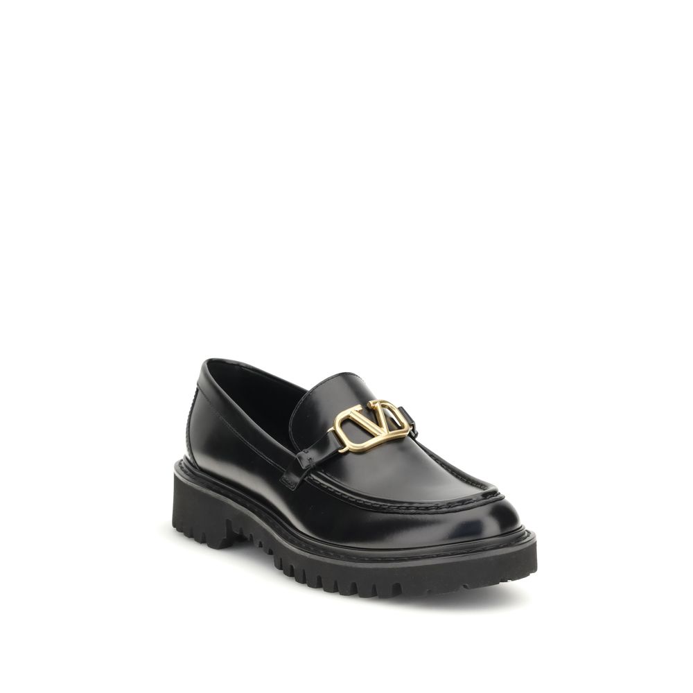 Valentino Garavani Black Leather Slip-On Loafers - Image 2