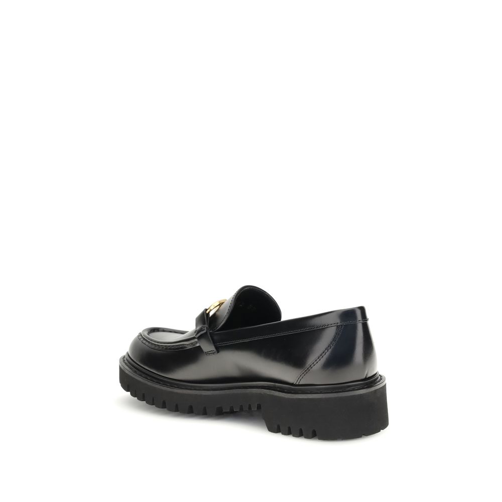 Valentino Garavani Black Leather Slip-On Loafers - Image 3