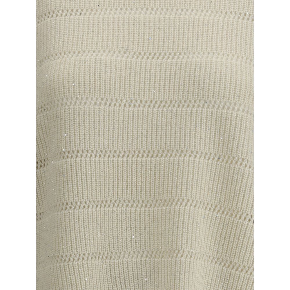Brunello Cucinelli White Cashmere Cashmere Sweater - Image 3