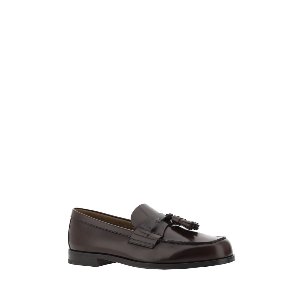 Prada Brown Calf Leather Bos Taurus Slip-On Loafers - Image 2