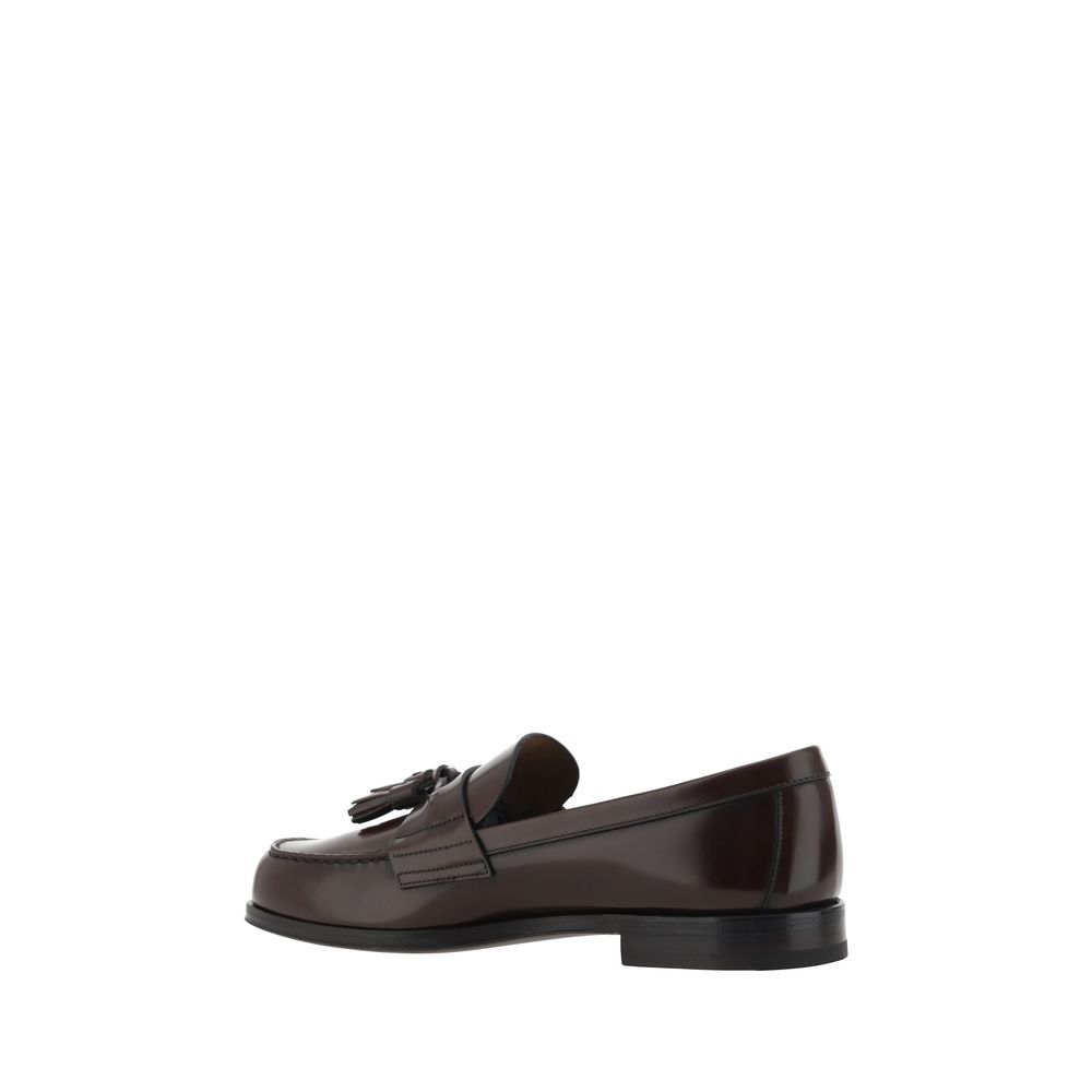Prada Brown Calf Leather Bos Taurus Slip-On Loafers - Image 3