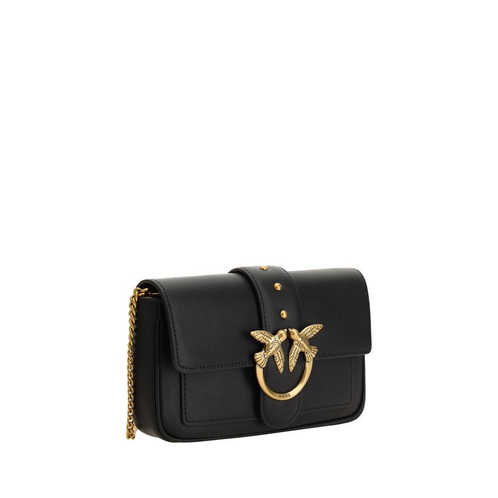 PINKO Black Calf Leather Bos Taurus Shoulder Bag - Image 2