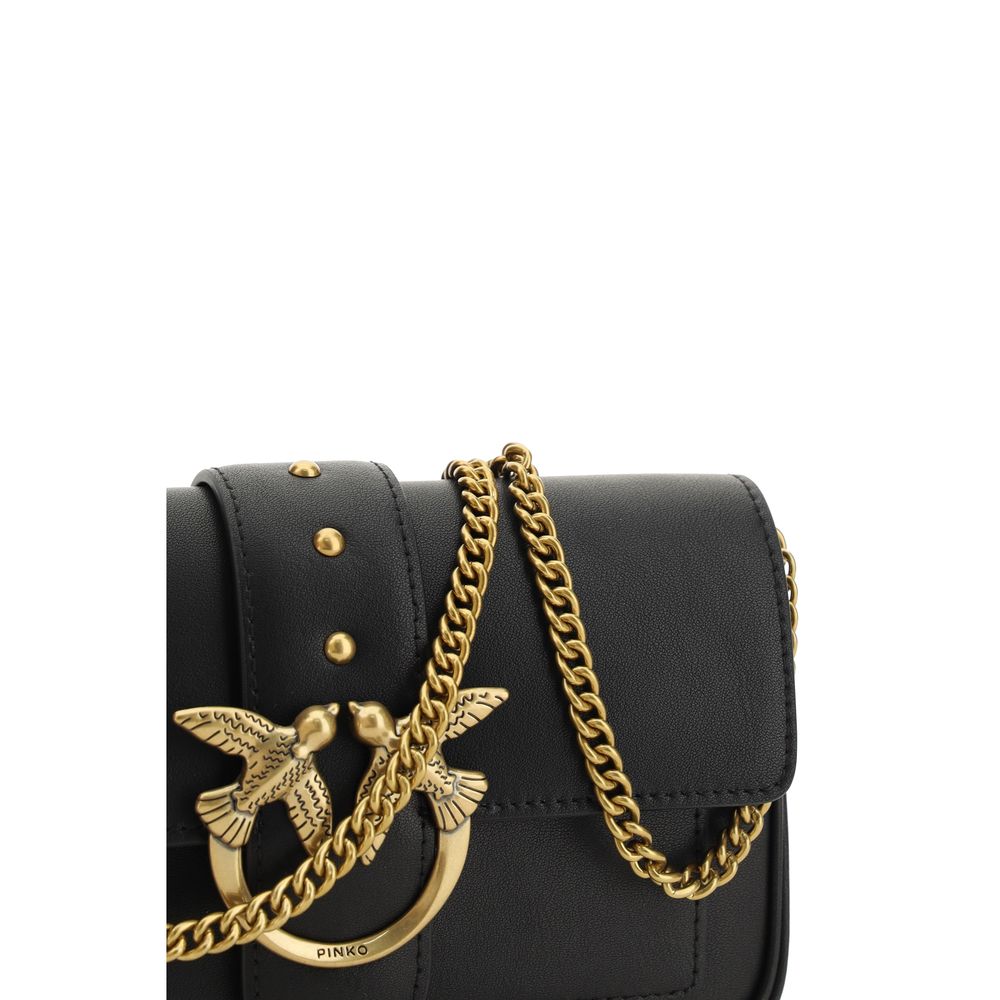 PINKO Black Calf Leather Bos Taurus Shoulder Bag - Image 4
