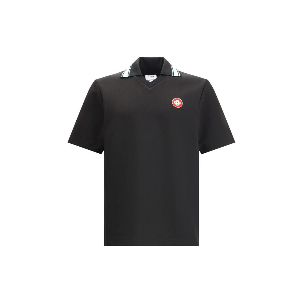 Casablanca Black Viscose Polo Shirt