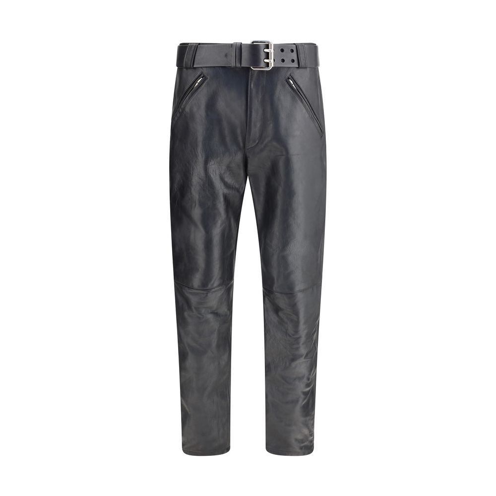 Saint Laurent Hammered leather belted Pants