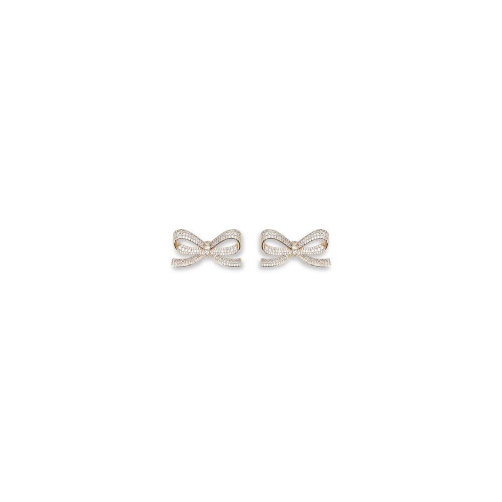 Self-Portrait GOLD CRYSTAL BOW EARRINGS