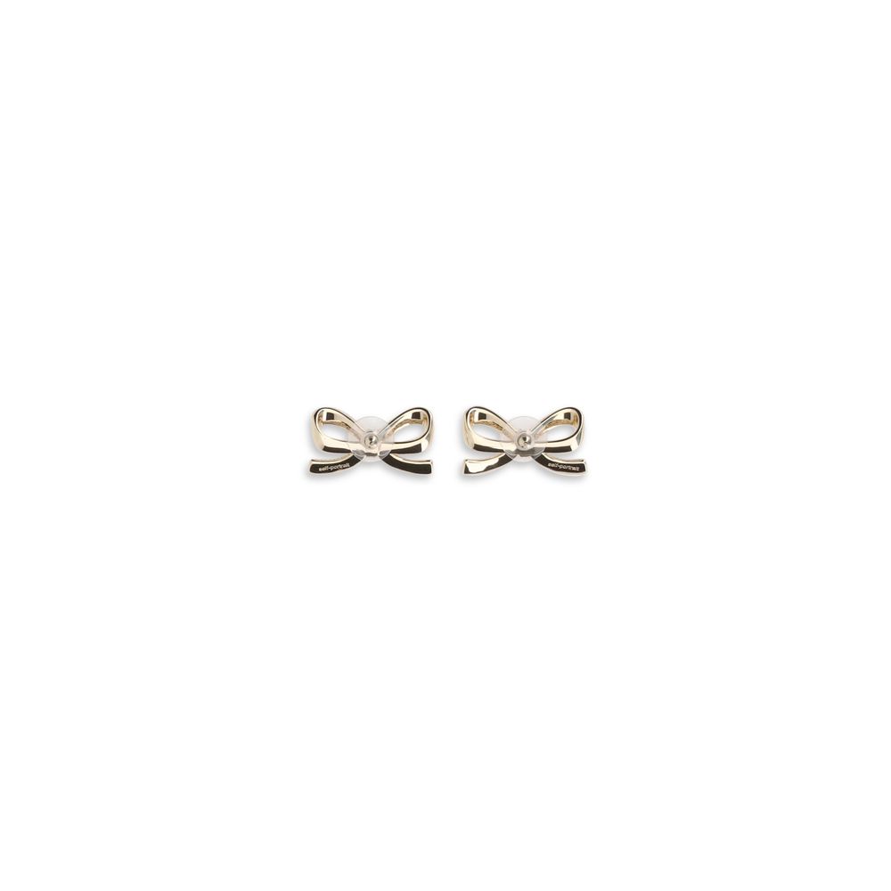 Self-Portrait GOLD CRYSTAL BOW EARRINGS - Image 2