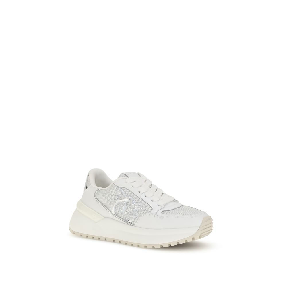 PINKO White Calf Leather Bos Taurus Chunky Sneakers - Image 2
