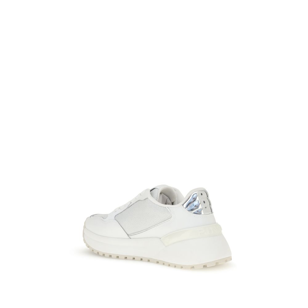 PINKO White Calf Leather Bos Taurus Chunky Sneakers - Image 3