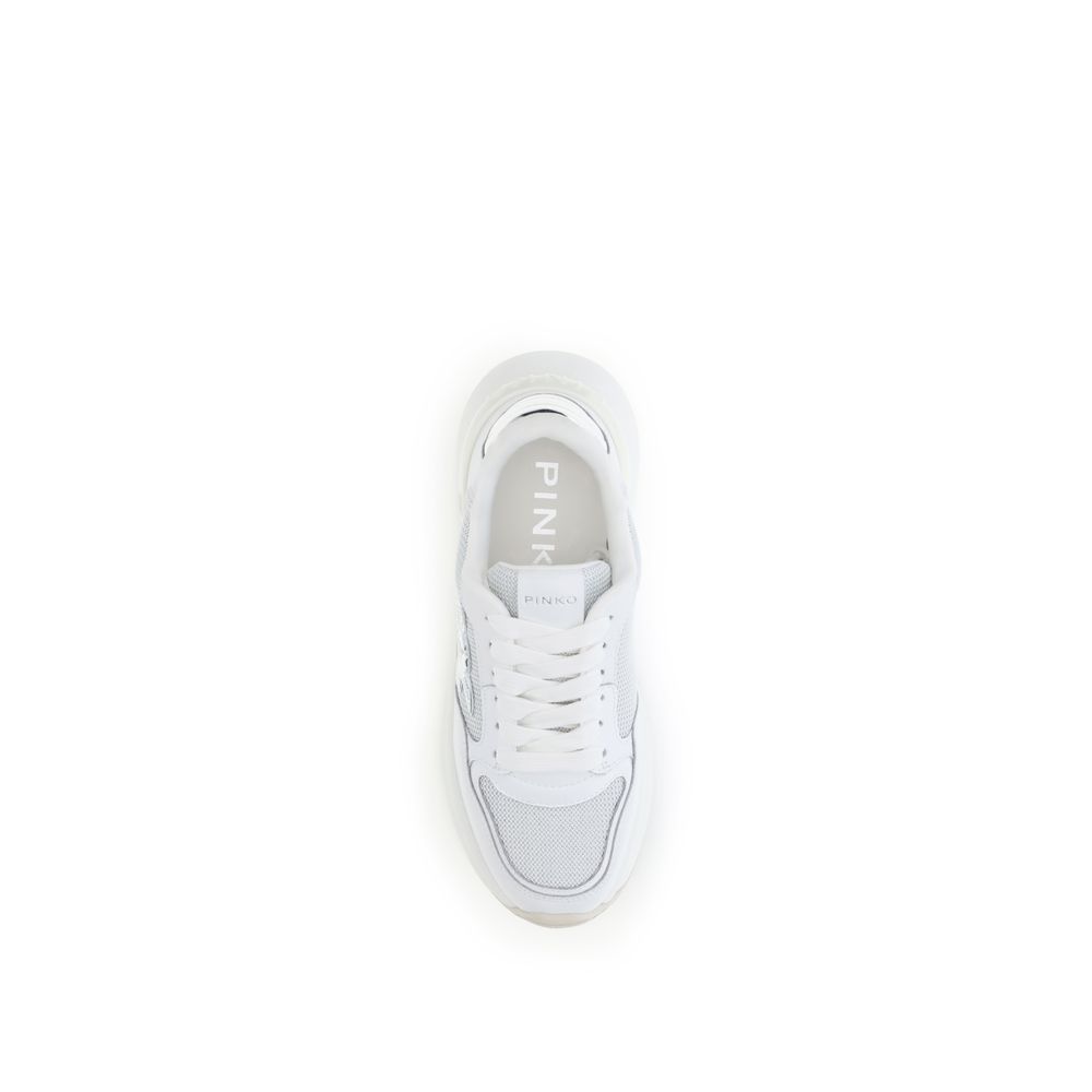 PINKO White Calf Leather Bos Taurus Chunky Sneakers - Image 4