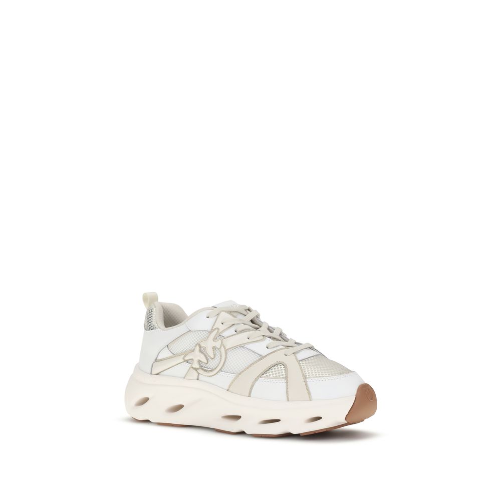 PINKO White Calf Leather Bos Taurus Chunky Sneakers - Image 2