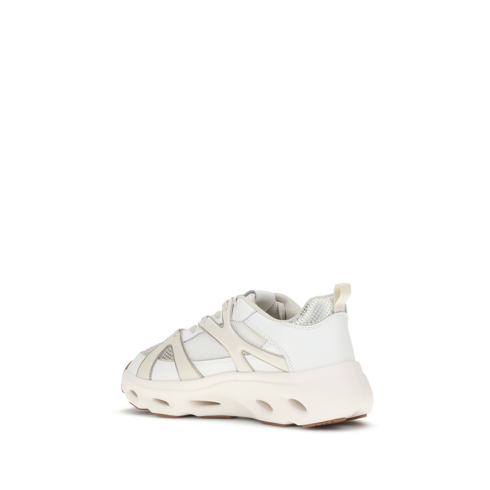 PINKO White Calf Leather Bos Taurus Chunky Sneakers - Image 3