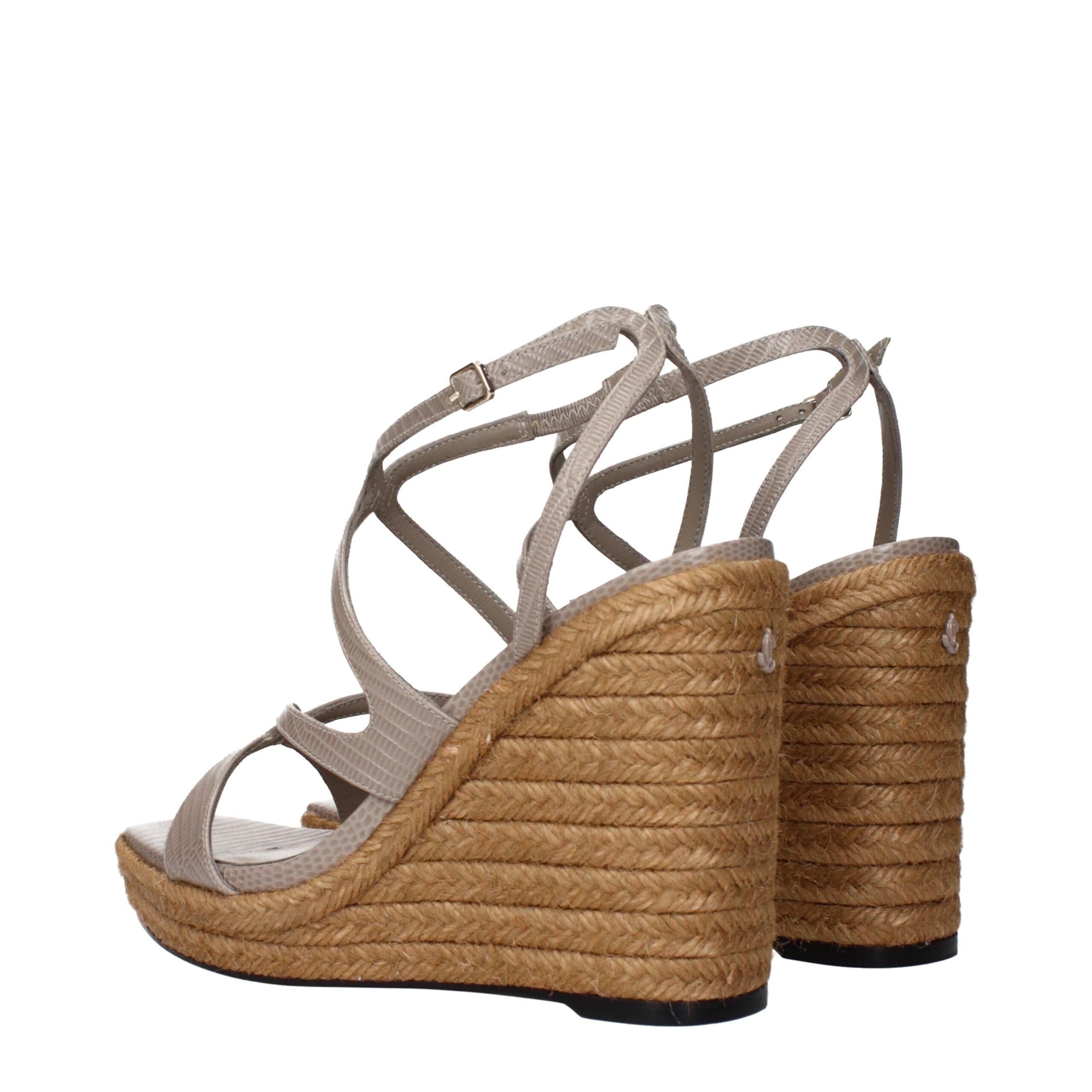 Jimmy Choo Gray Leather Wedge Sandals - Image 4