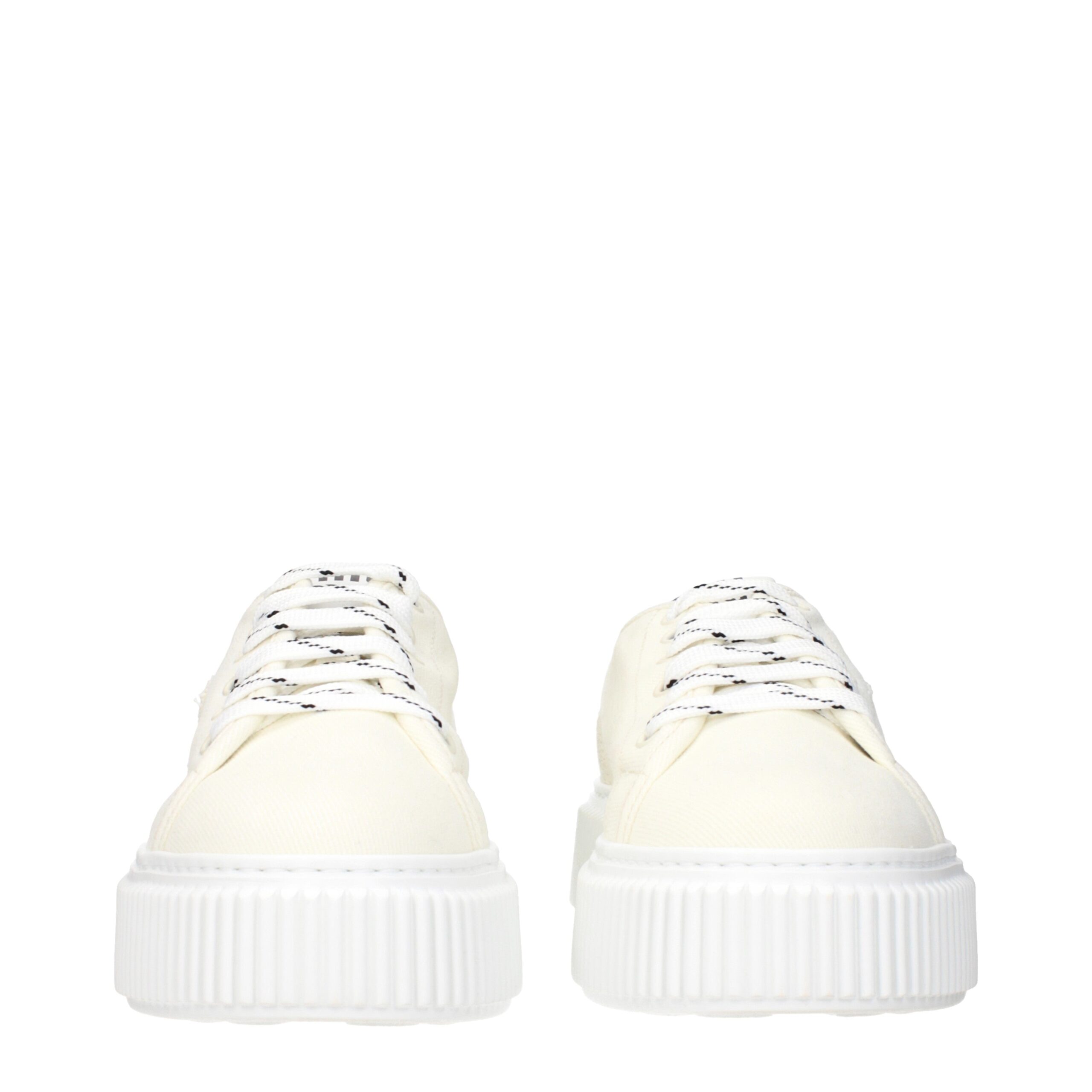 Miu Miu Beige Fabric Platform Sneakers - Image 3