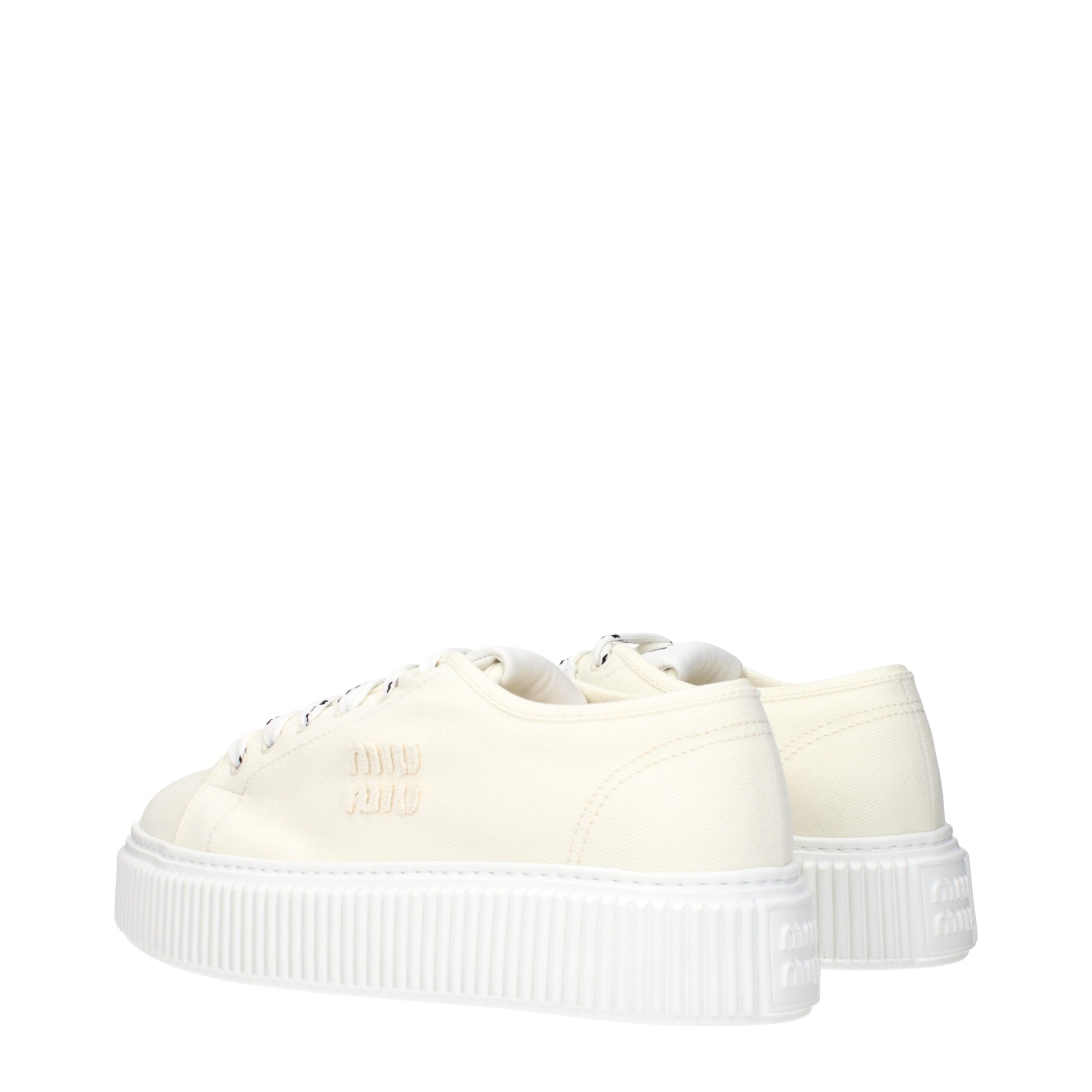 Miu Miu Beige Fabric Platform Sneakers - Image 4