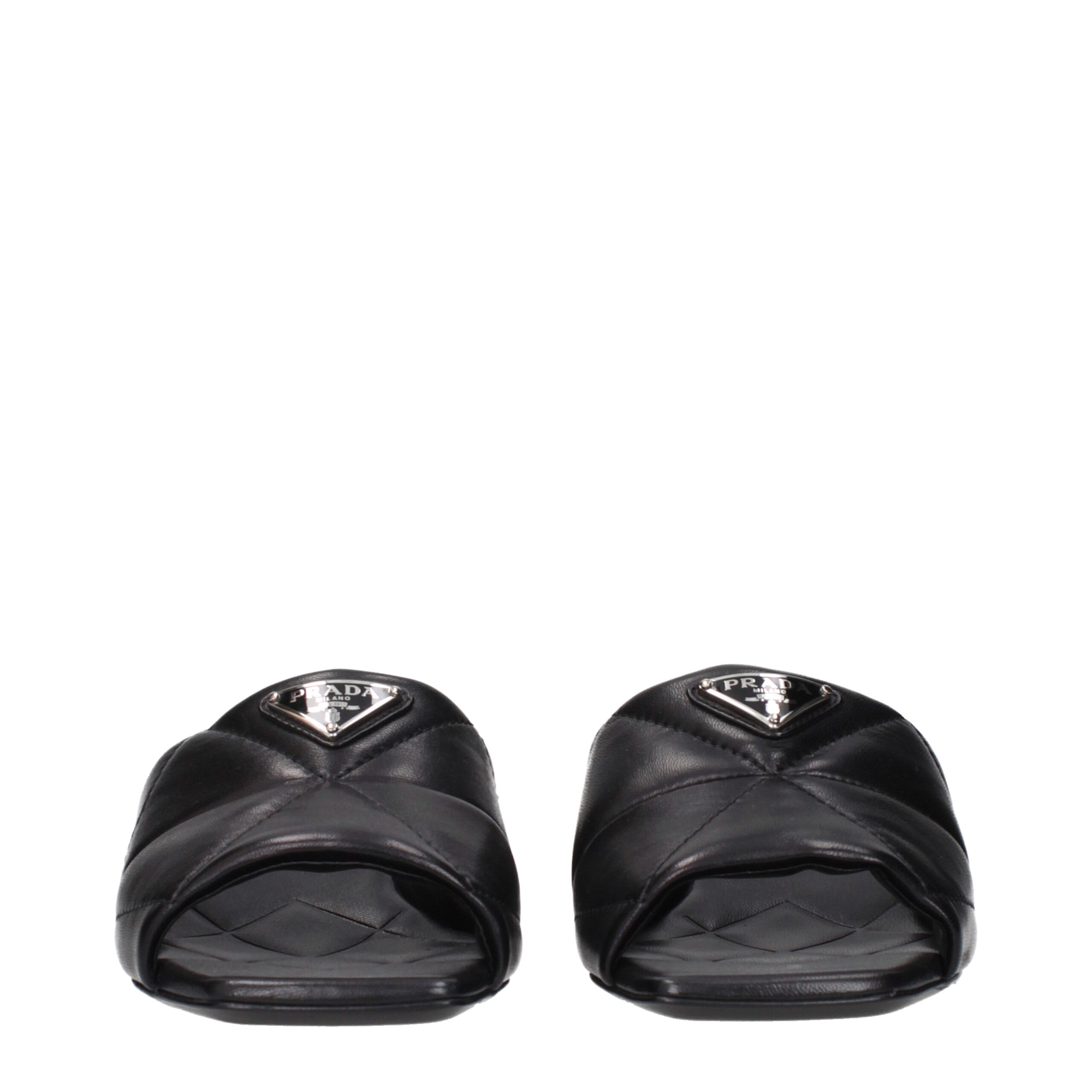 Prada Black Leather Flat Sandals - Image 3