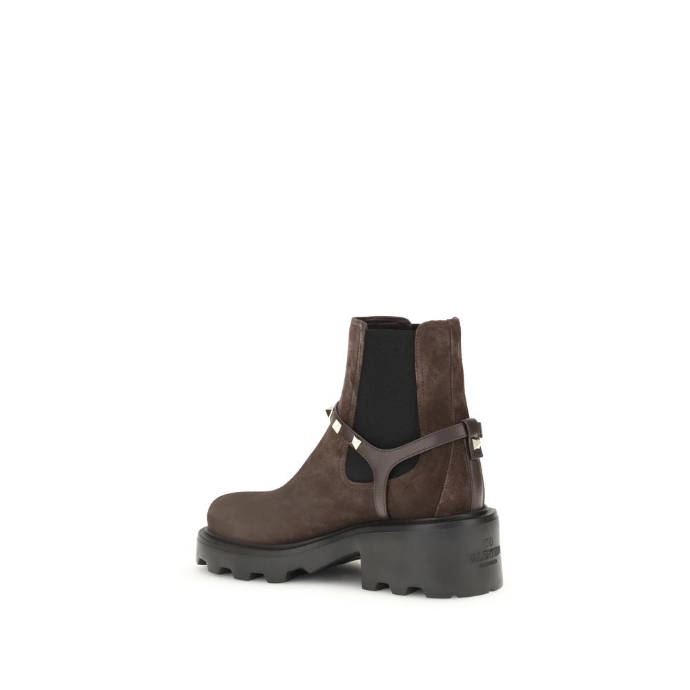 Valentino Garavani Brown Calf Leather Bos Taurus Chelsea Boots - Image 3