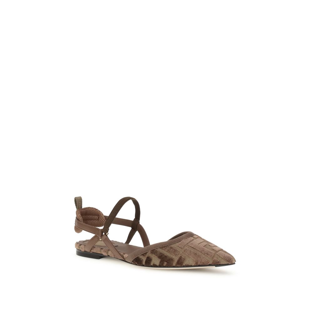 Fendi Brown Polyamide Ballet Flats - Image 2