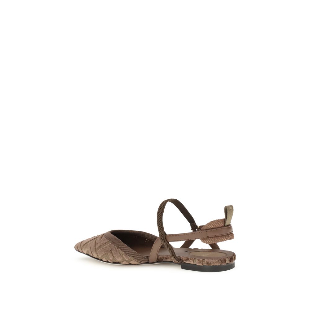 Fendi Brown Polyamide Ballet Flats - Image 3