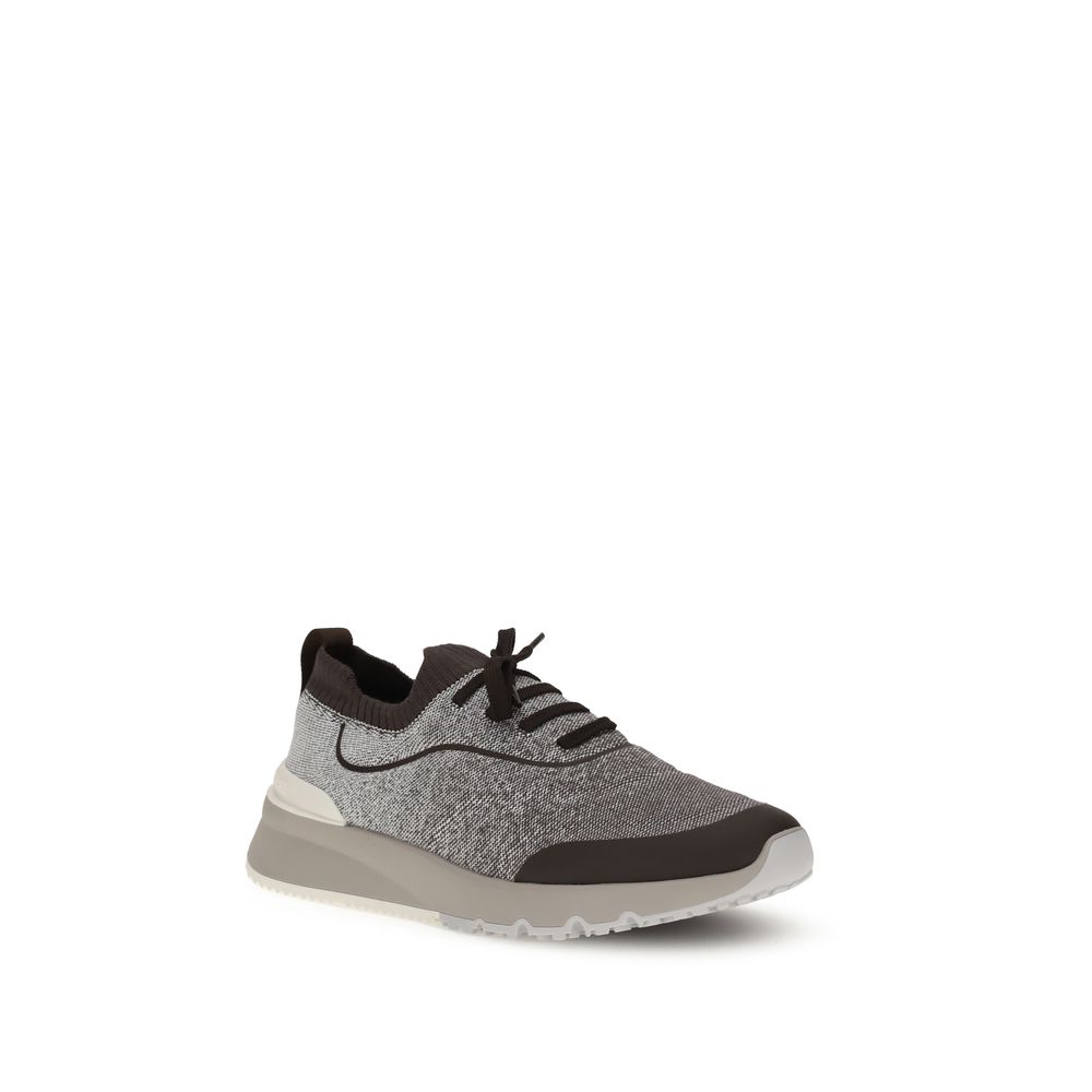 Brunello Cucinelli Gray Cotton Athletic Sneakers - Image 2