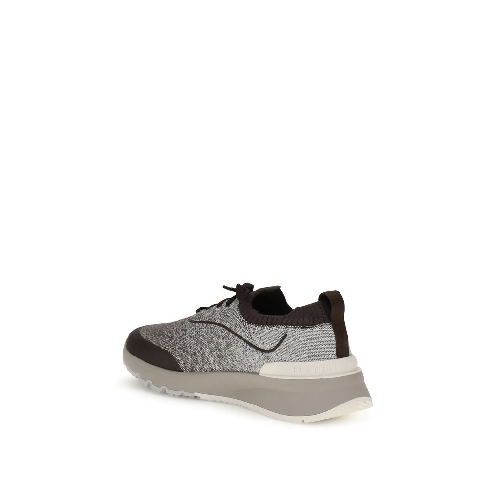 Brunello Cucinelli Gray Cotton Athletic Sneakers - Image 3