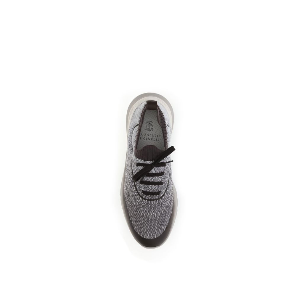Brunello Cucinelli Gray Cotton Athletic Sneakers - Image 4