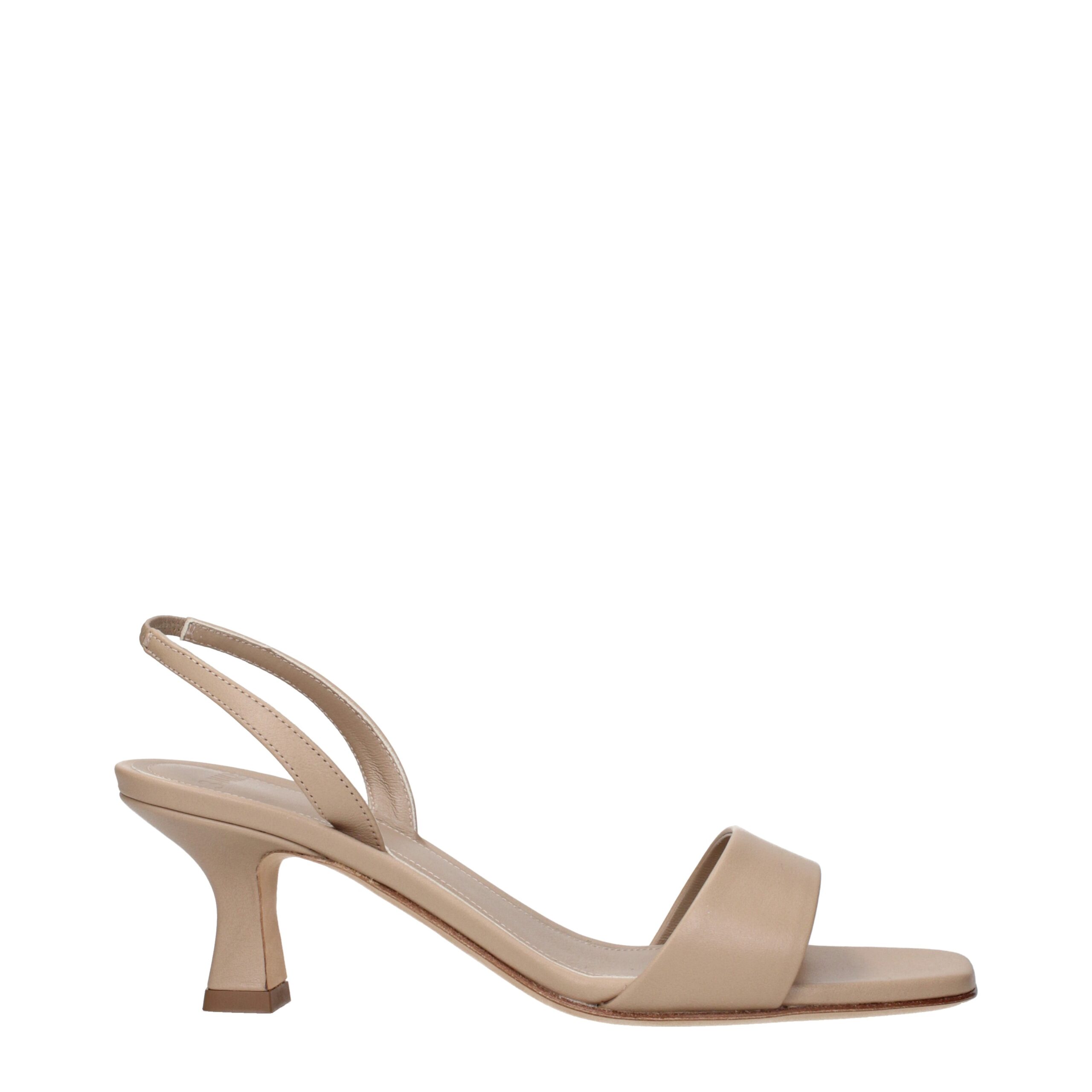 3Juin Beige Leather Flat Sandals