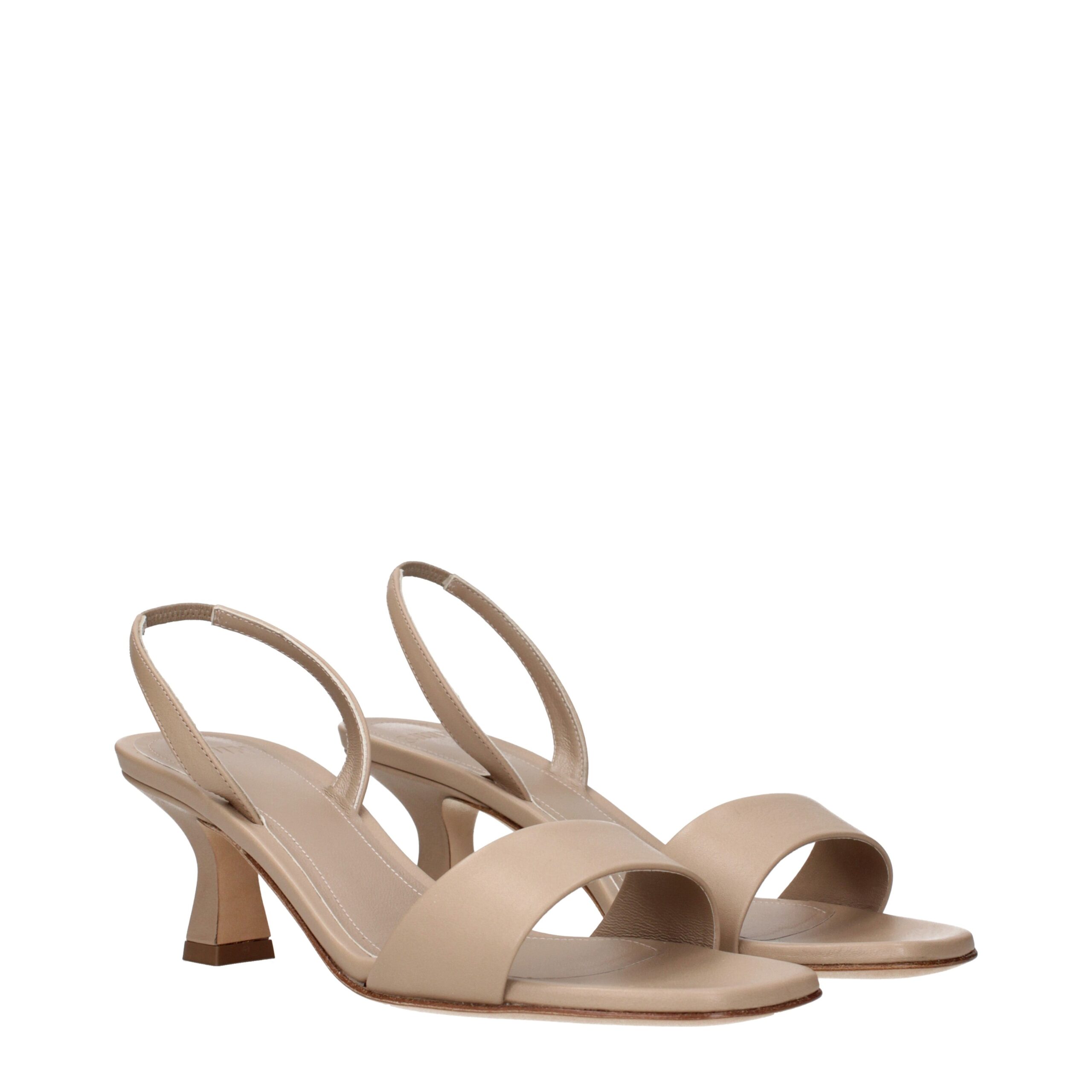 3Juin Beige Leather Flat Sandals - Image 2