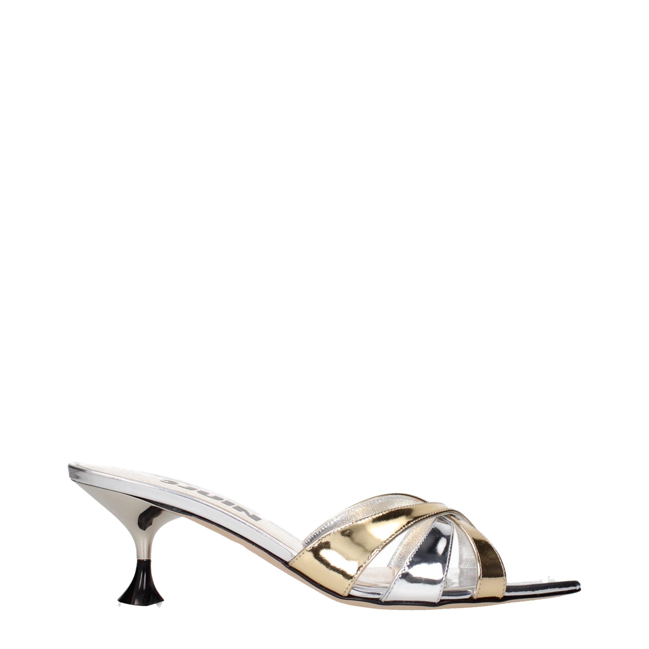 3Juin Gray Leather Stiletto Heels Sandals