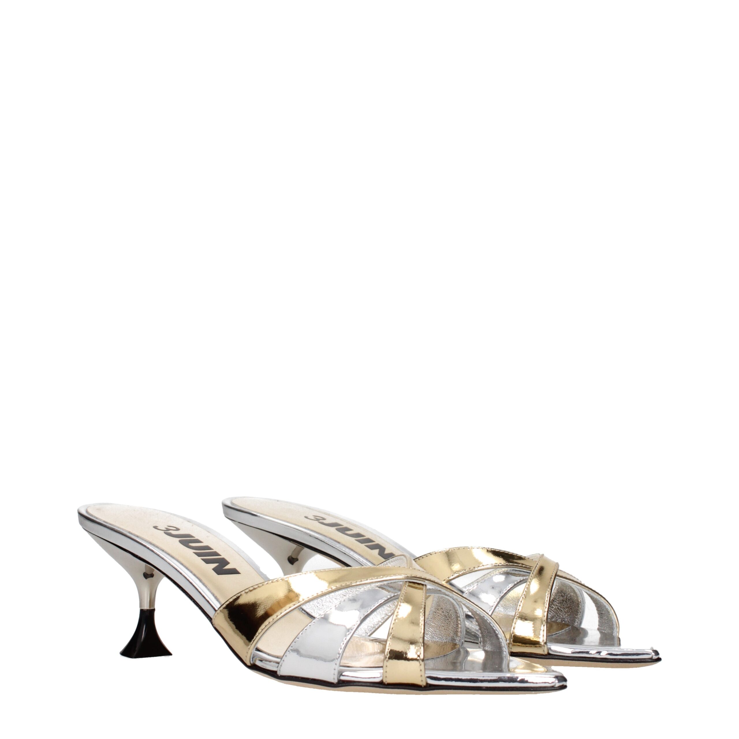 3Juin Gray Leather Stiletto Heels Sandals - Image 2