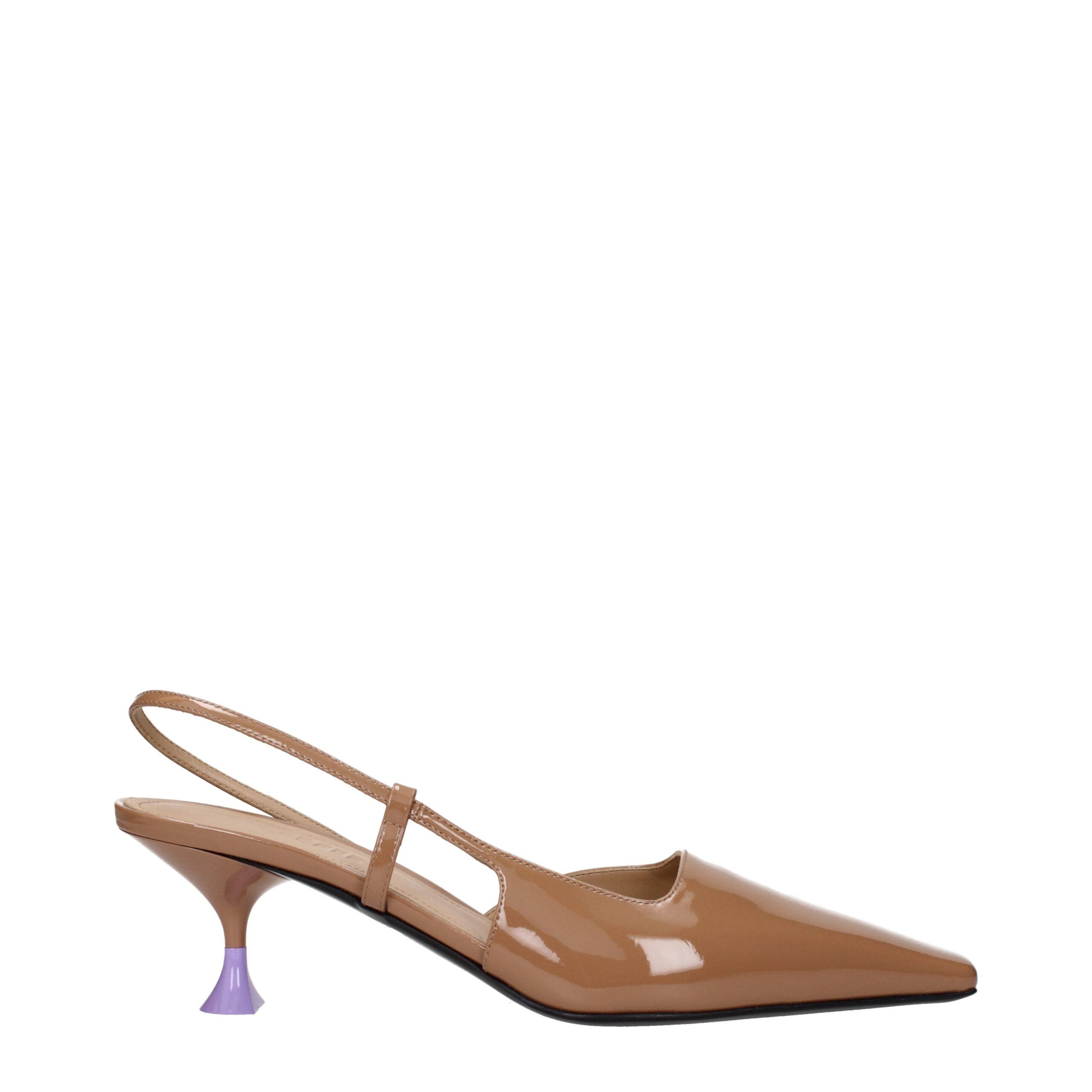 3Juin Brown Leather Mid Heel Pumps