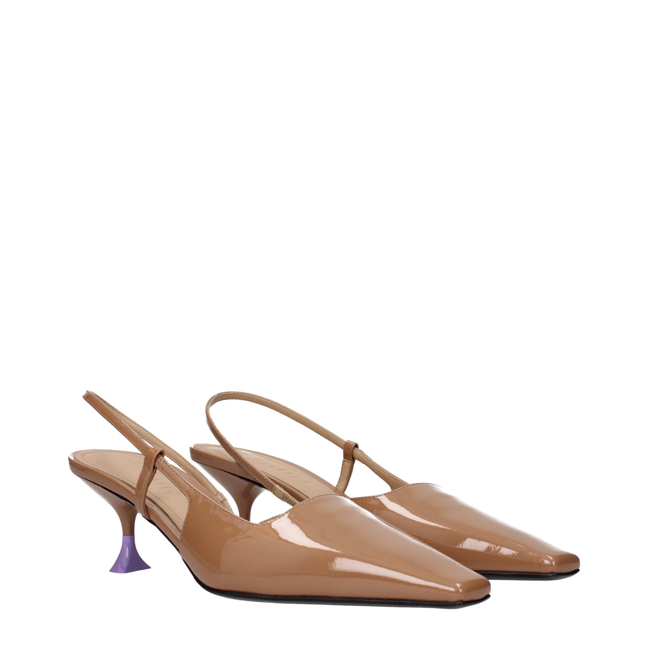 3Juin Brown Leather Mid Heel Pumps - Image 2