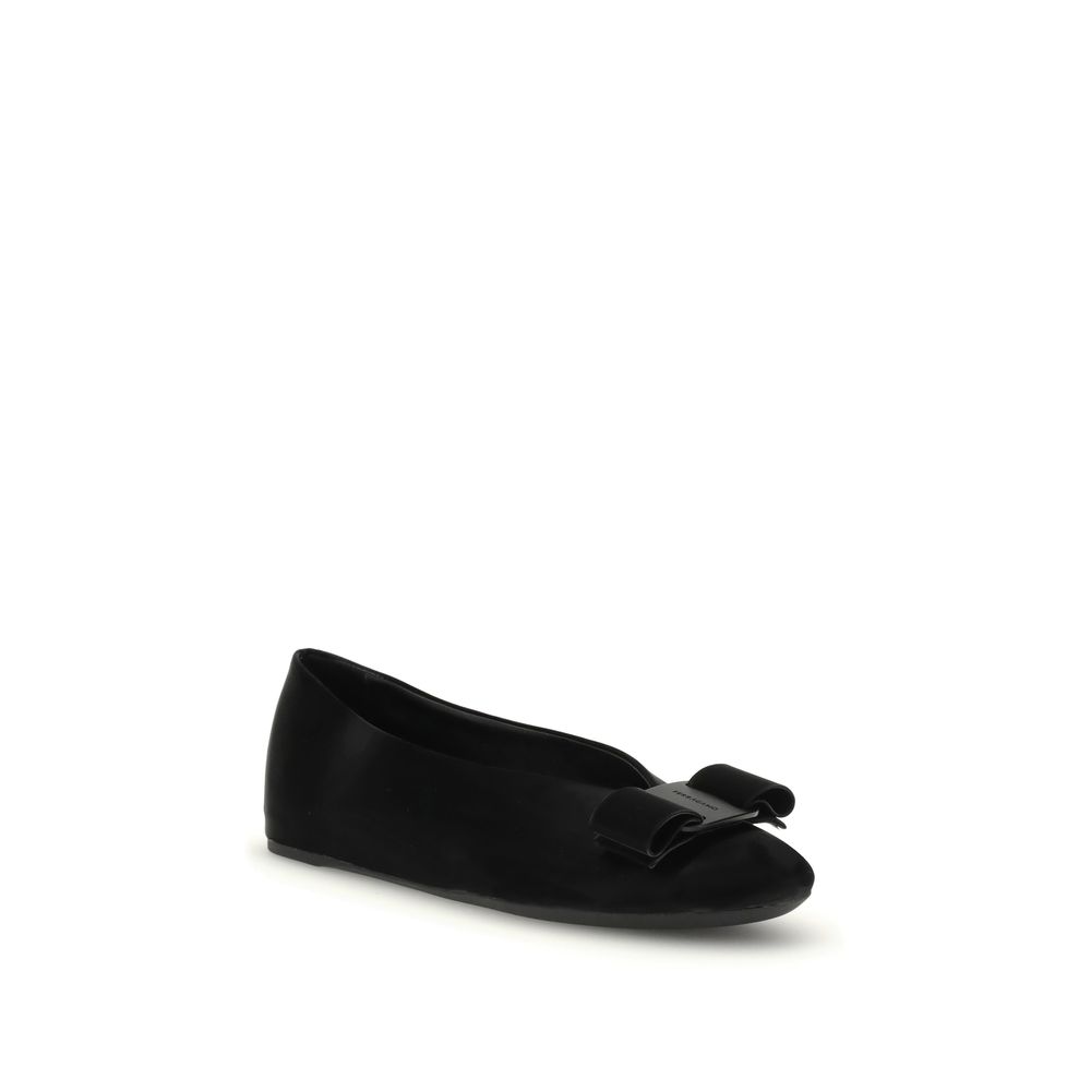 Ferragamo Black Calf Leather Bos Taurus Ballet Flats - Image 2