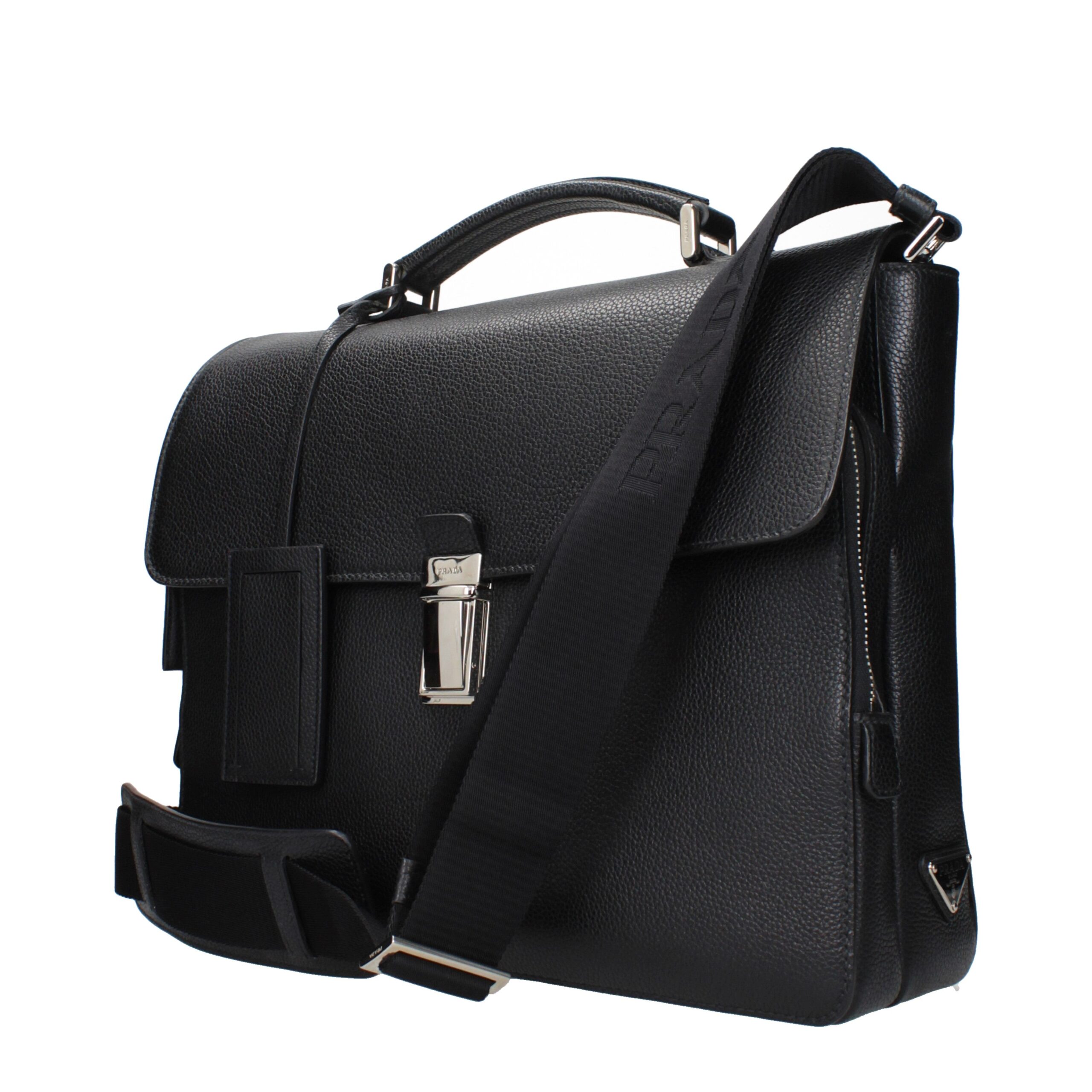Prada Black Leather Business And Laptop Bags - Image 2