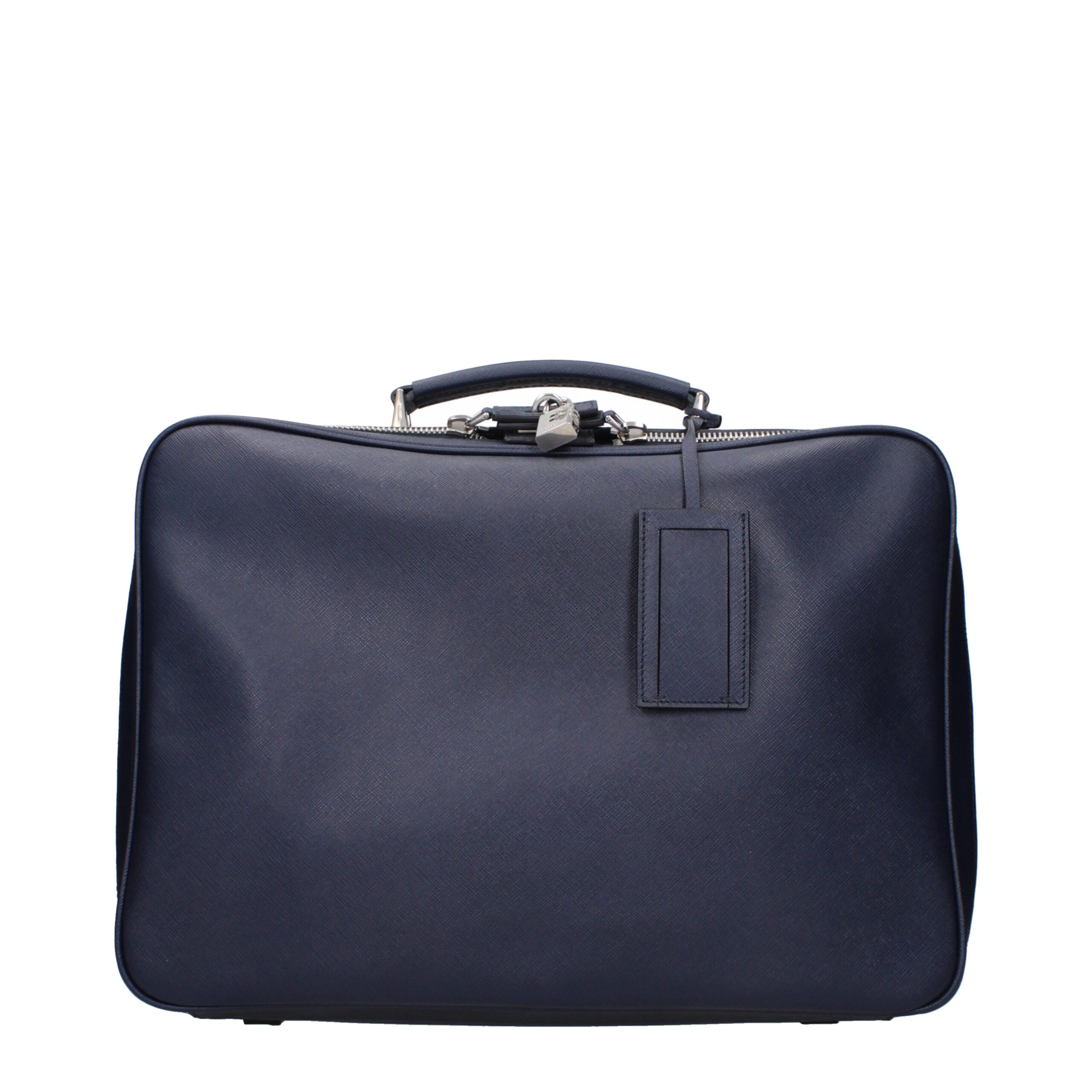 Prada Blue Leather Luggage And Travel