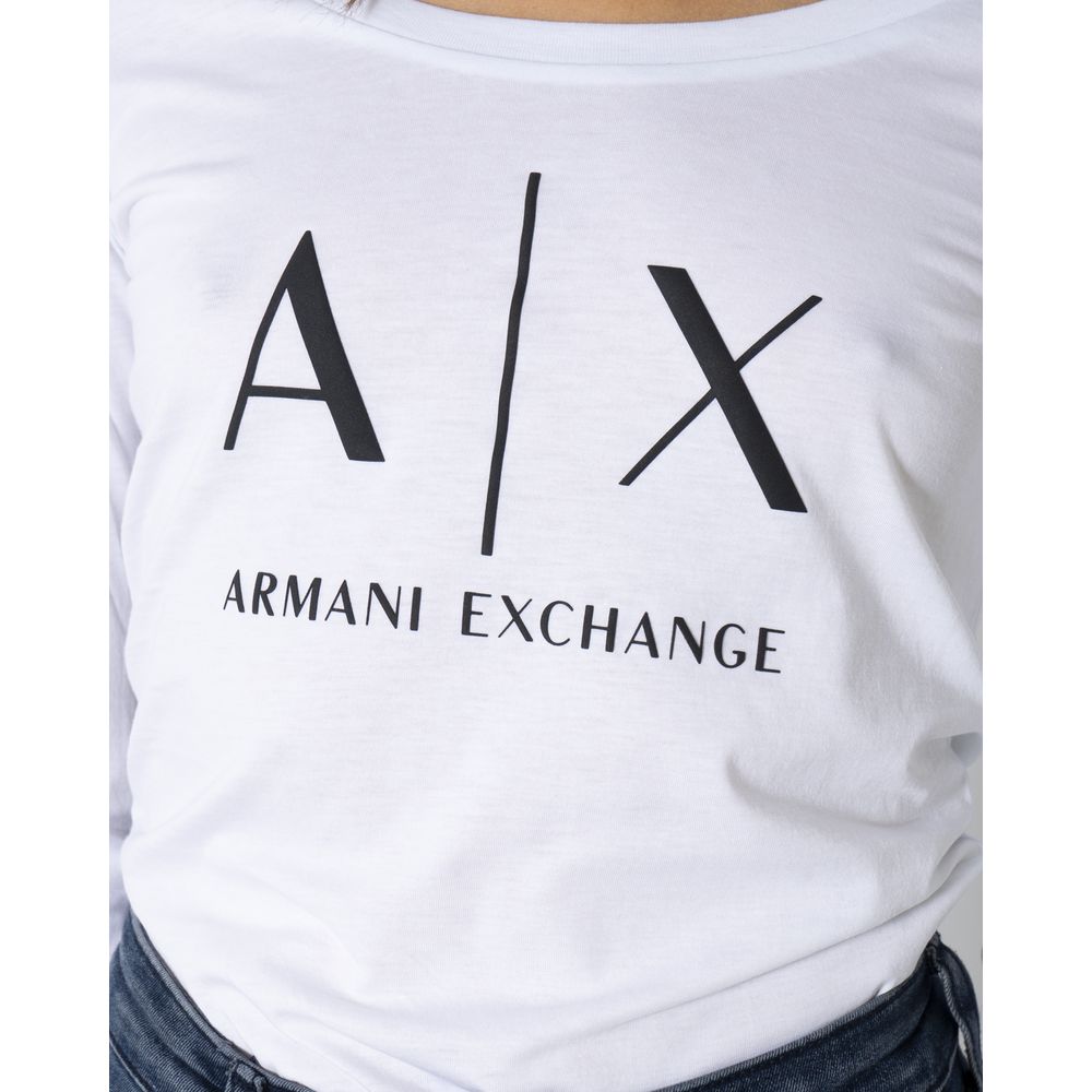 Armani Exchange White Cotton Long Sleeve T-Shirt - Image 3