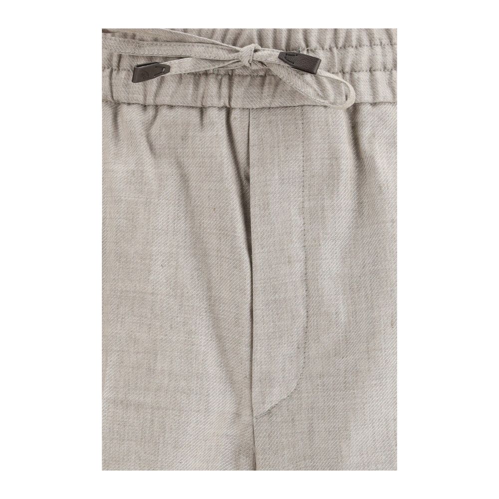 Brioni Gray Linen Casual Pants - Image 3