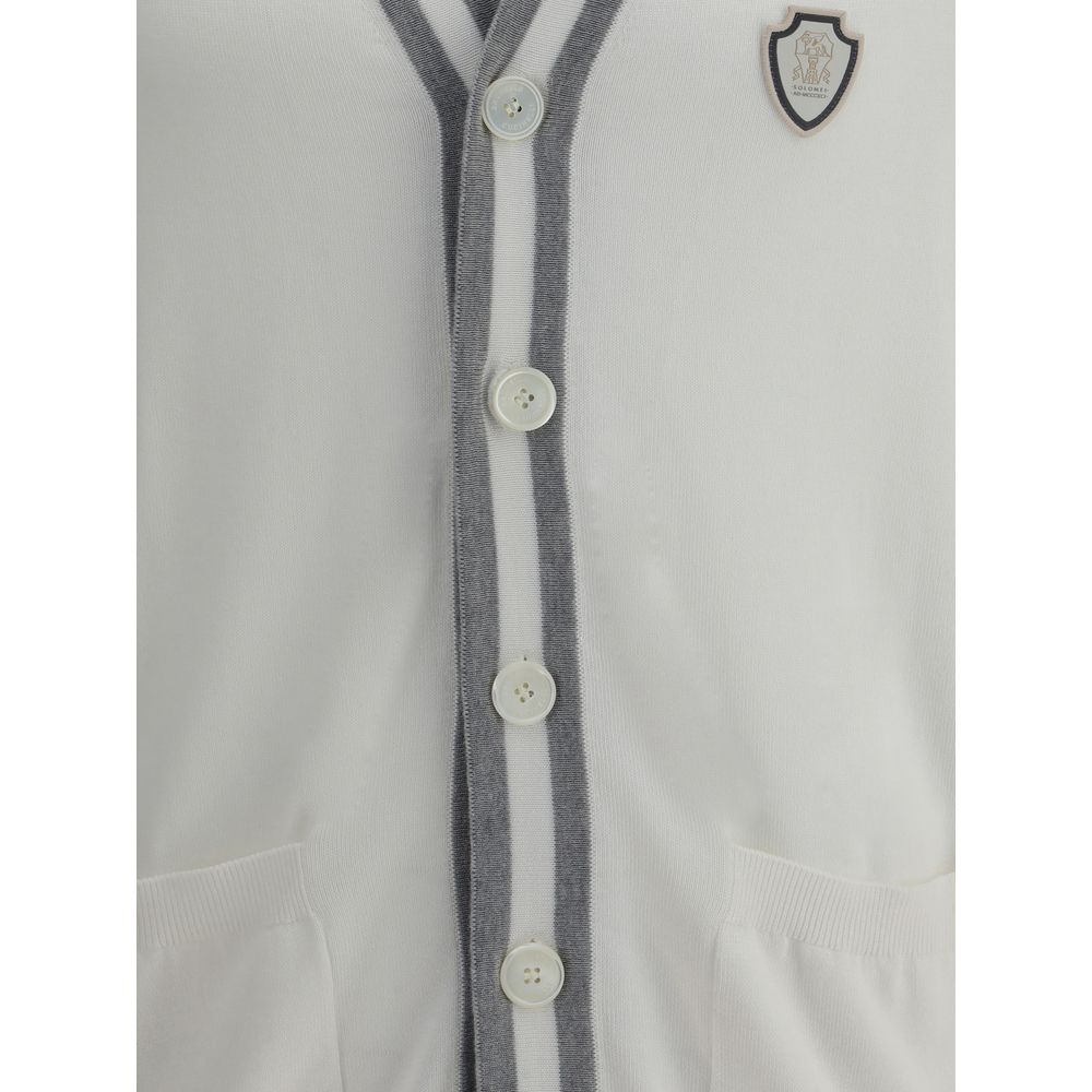 Brunello Cucinelli White Cotton Cardigan - Image 3
