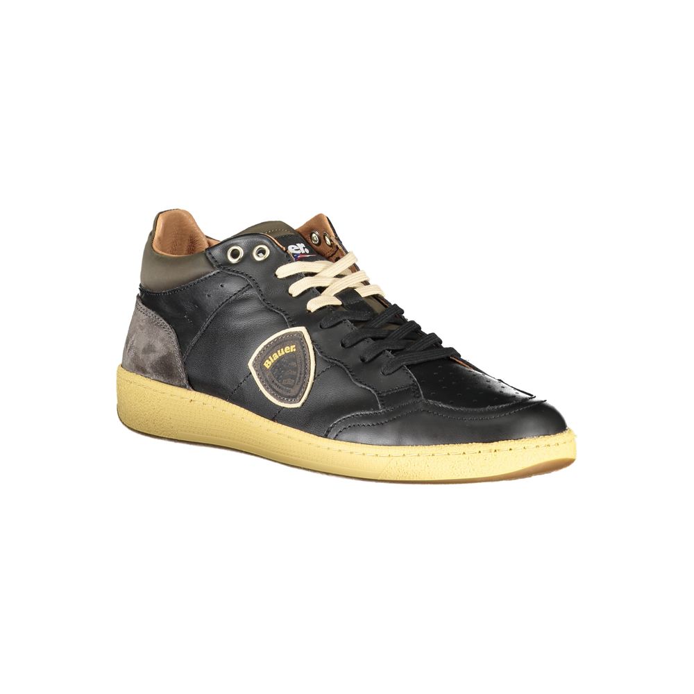Blauer Sleek Black Lace-Up Sneakers with Contrast Details - Image 3