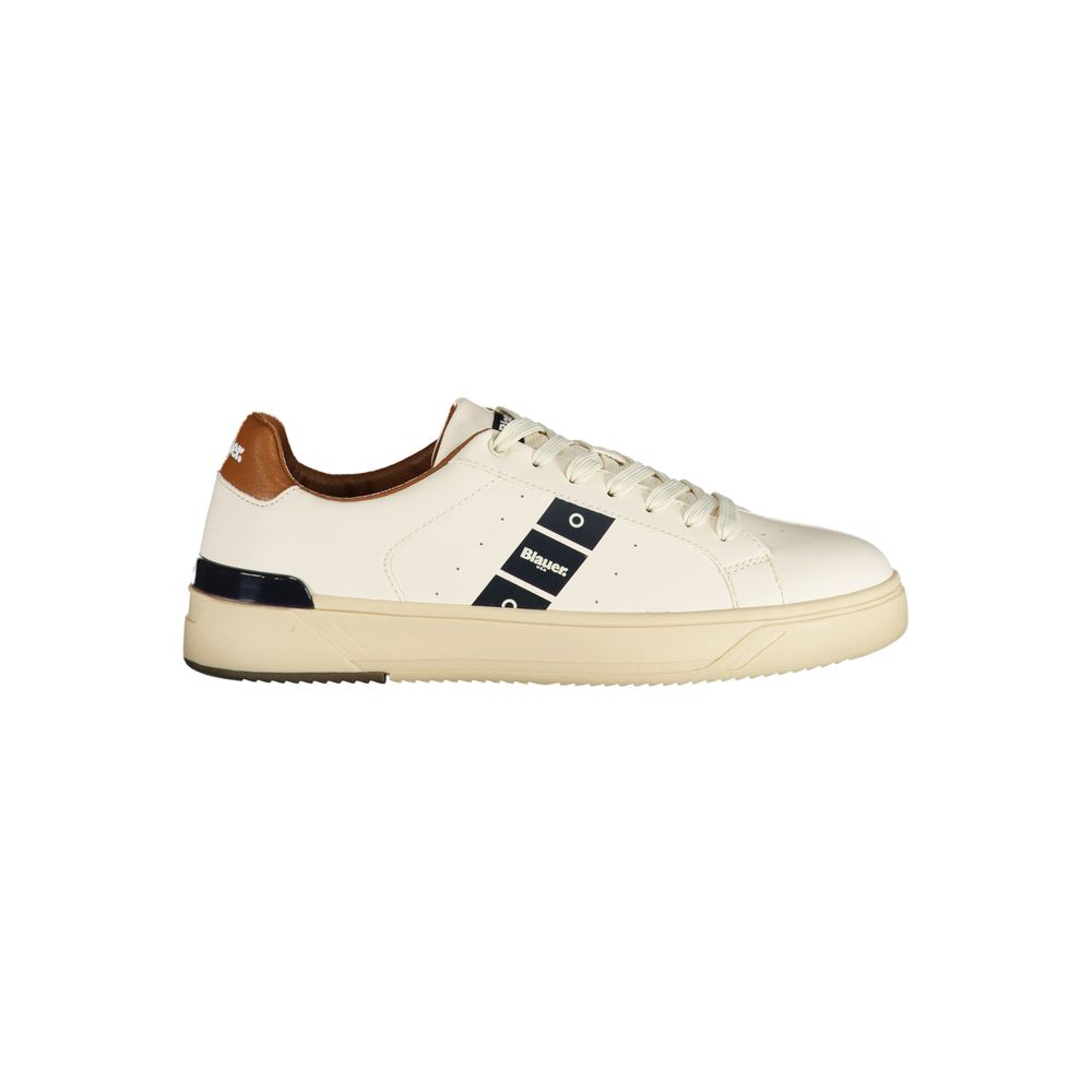 Blauer White Polyurethane Men Sneaker