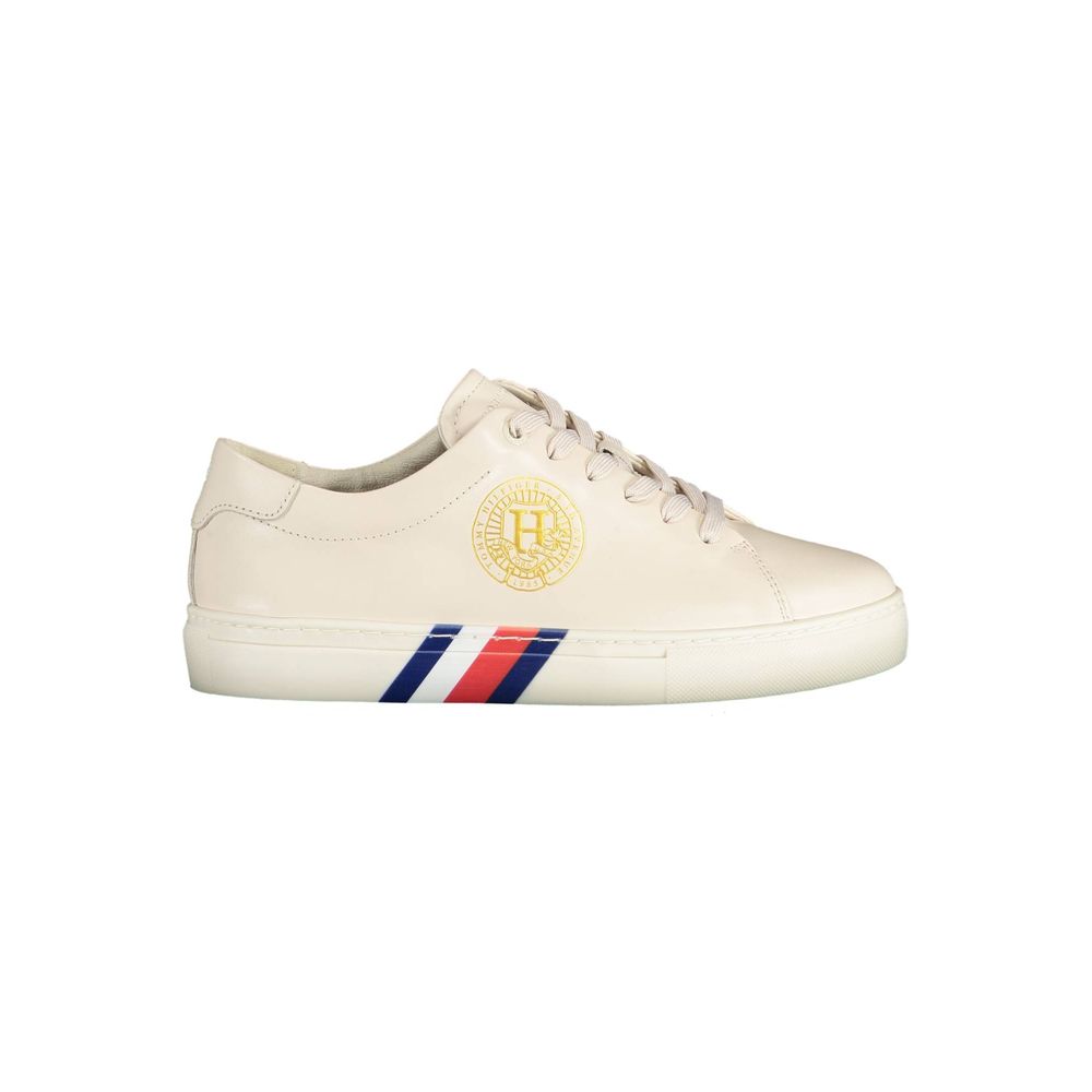 Tommy Hilfiger Beige Leather Women Sneaker - Image 2