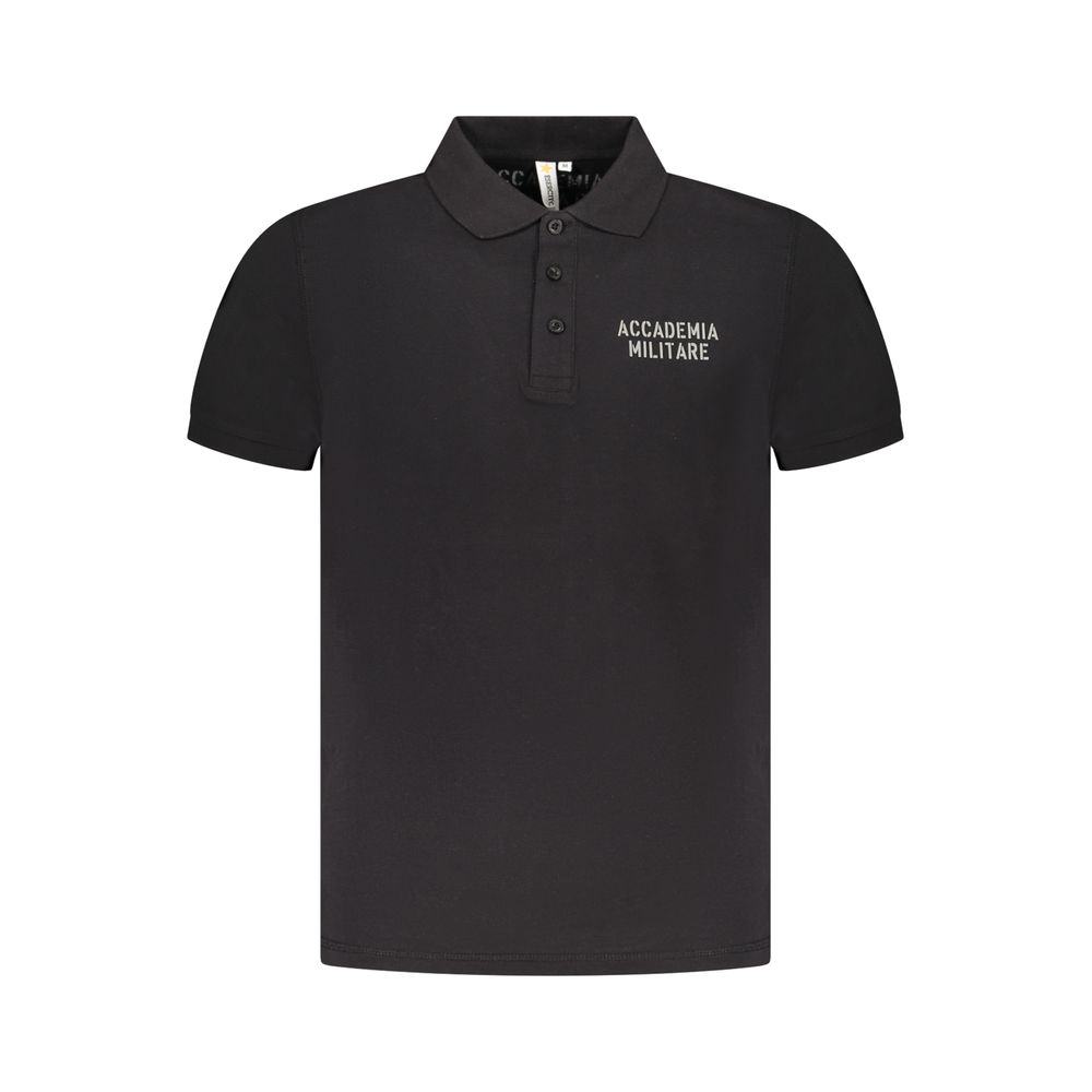 Accademia Militare Black Cotton Men's Polo Shirt