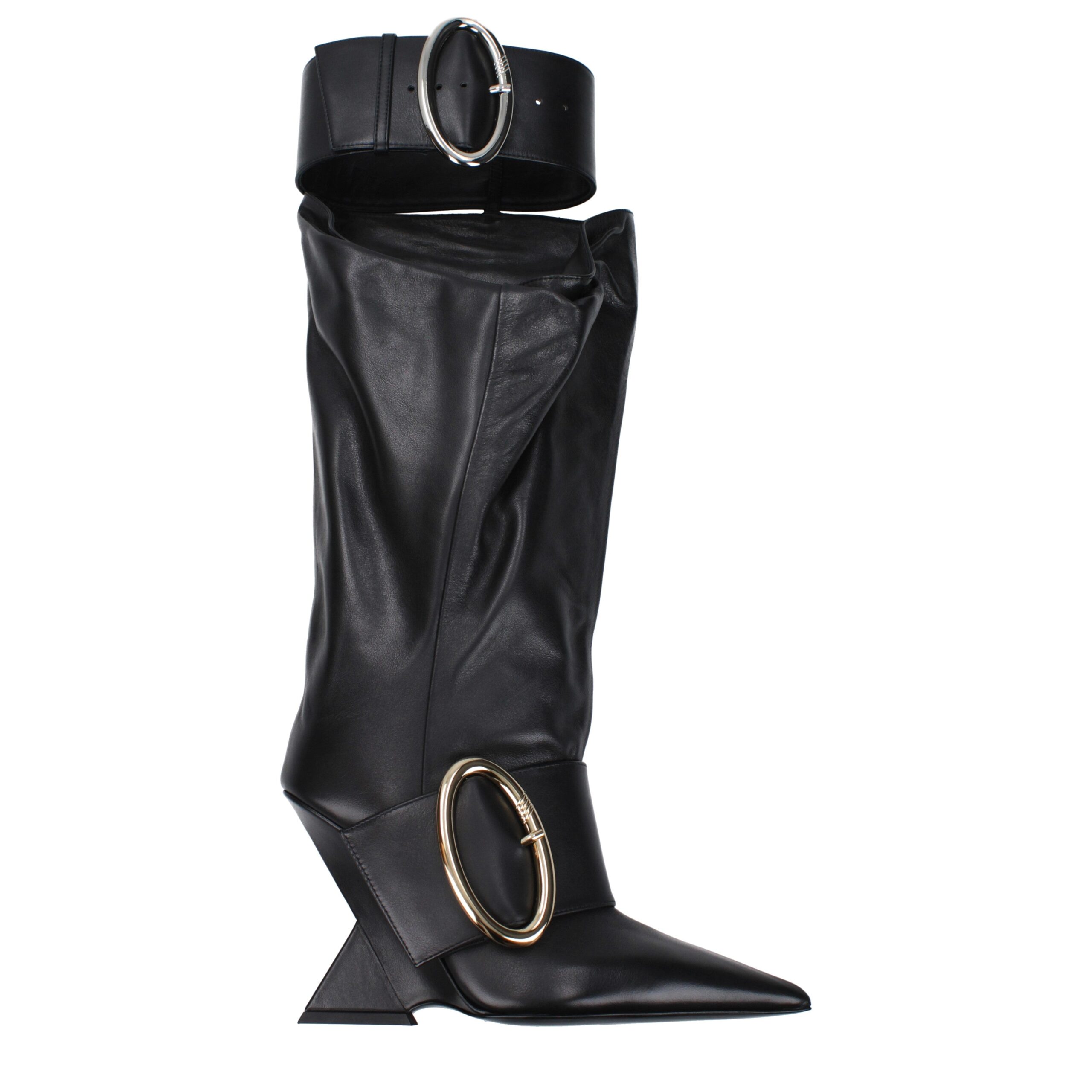 The Attico Black Leather Boots