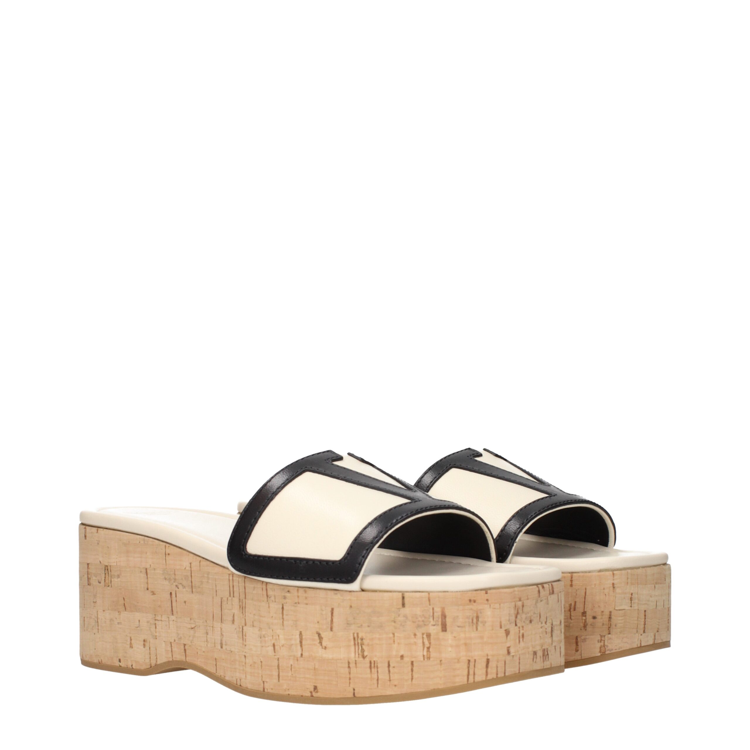 Valentino Garavani Beige Leather Wedge Sandals - Image 2