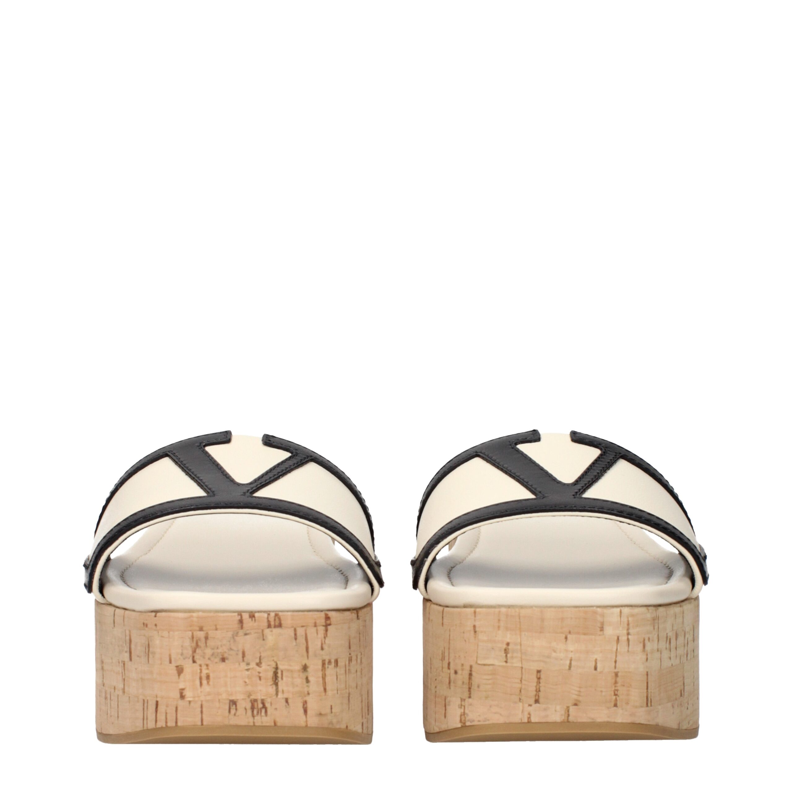 Valentino Garavani Beige Leather Wedge Sandals - Image 3