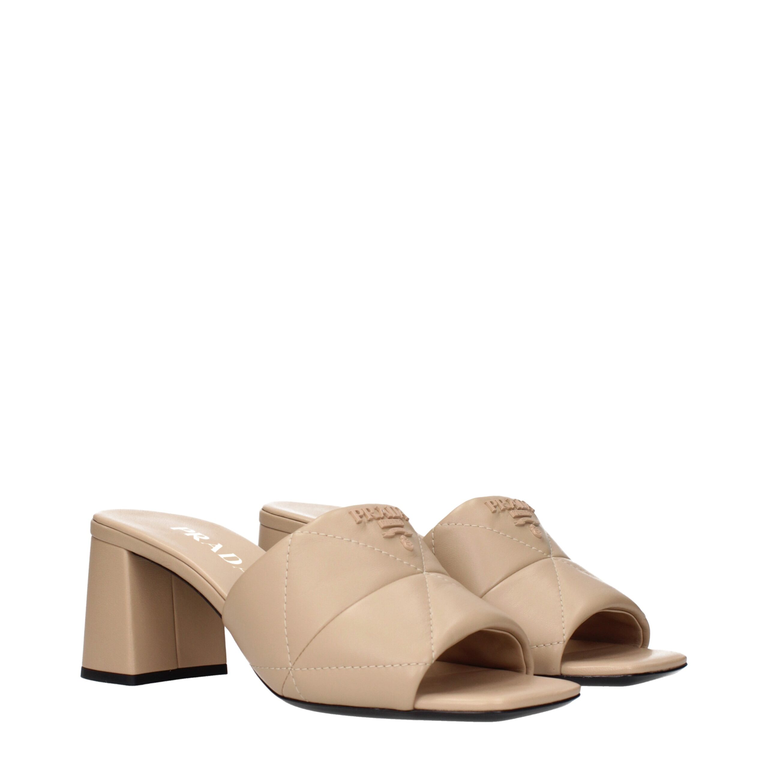 Prada Beige Leather Slippers - Image 2