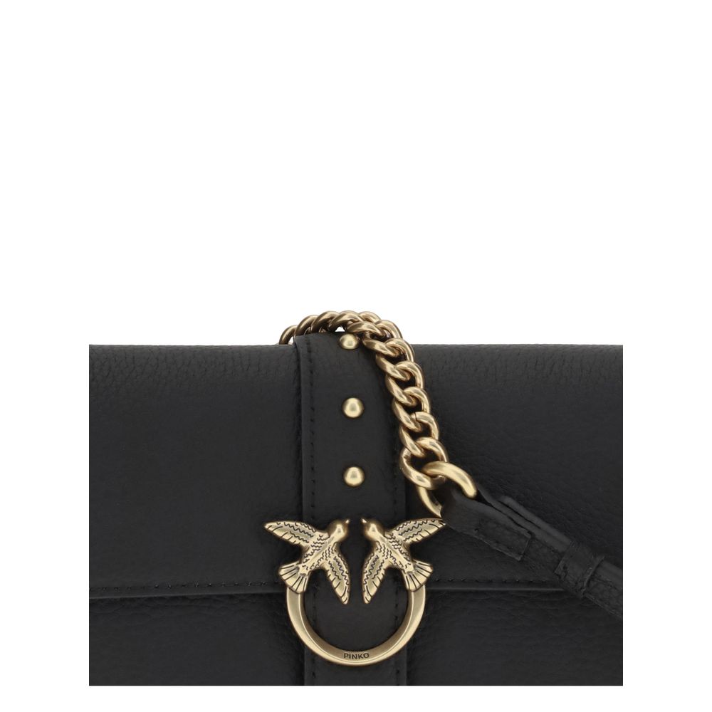 PINKO Black Calf Leather Bos Taurus Shoulder Bag - Image 4