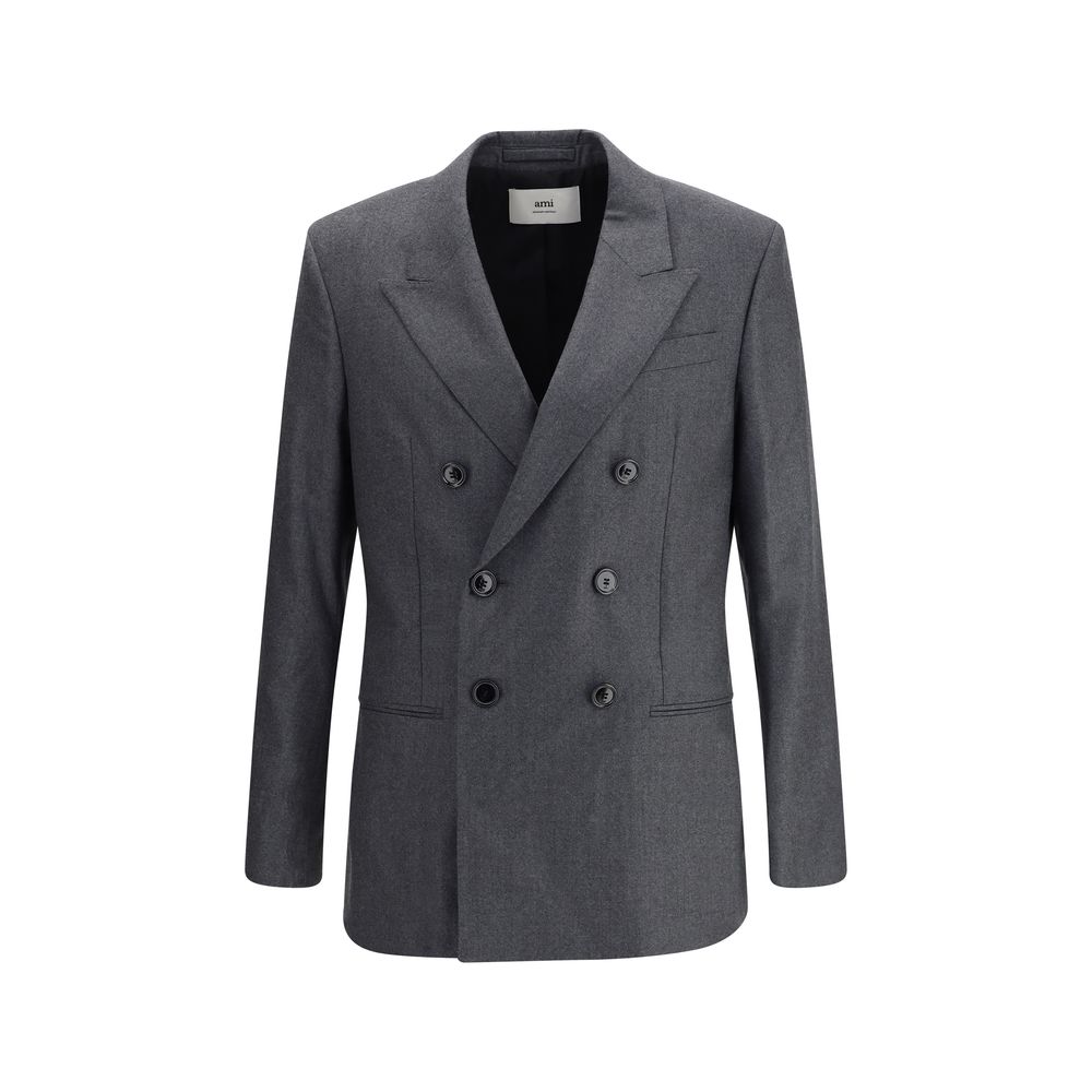 Ami Paris Gray Fleece Wool Blazer