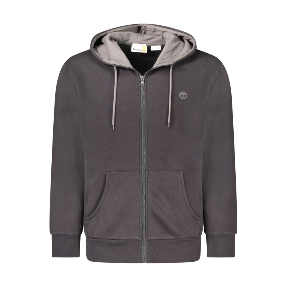 Timberland Black Cotton Men Sweater with Hood and Zip